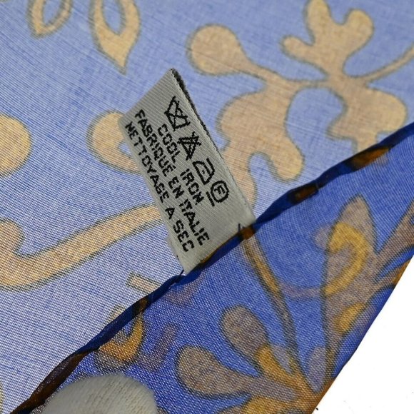 CHANEL CC Logo XL JUMBO Scarf Handkerchief 100% Silk Blue Accessory 61RJ342 - Picture 5 of 15